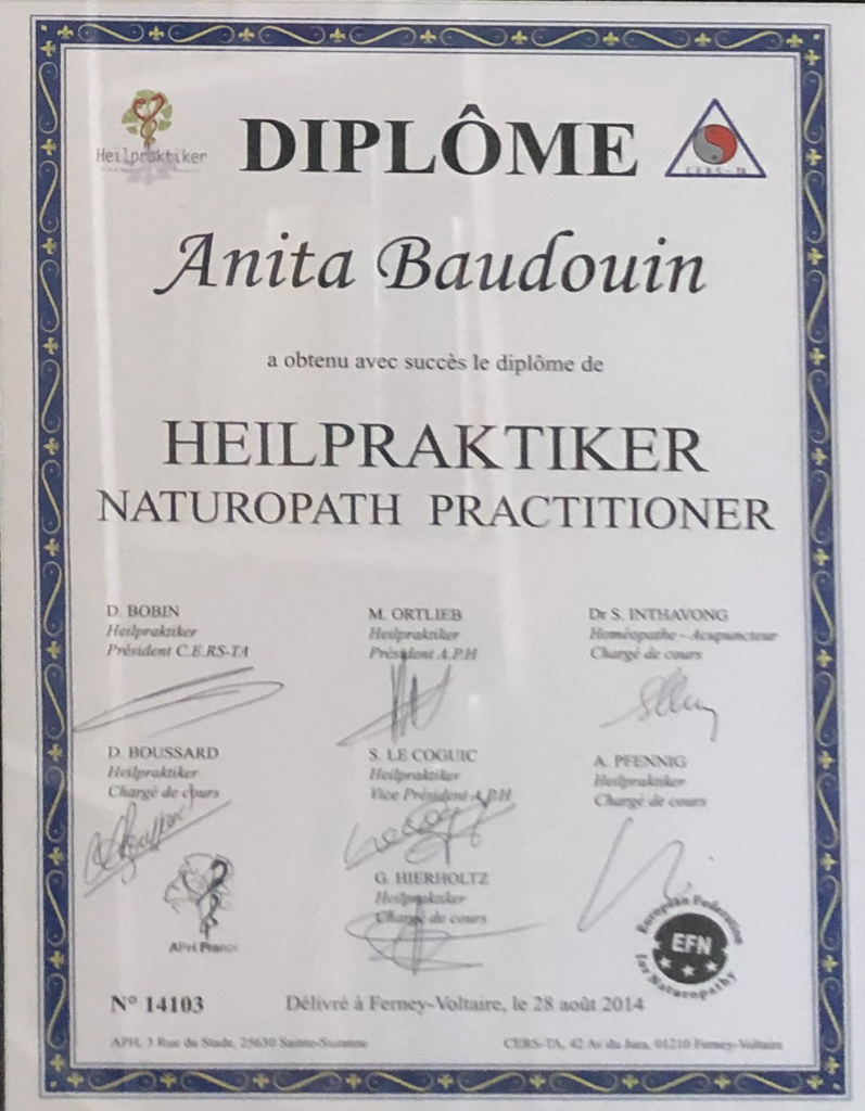 Diplôme Heilpraktiker AnitA Baudouin